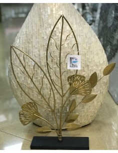Figura hojas metal dorado soporte 23*45cm