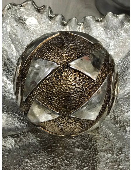 Bola decorativa relieve dorado/plata 10cm