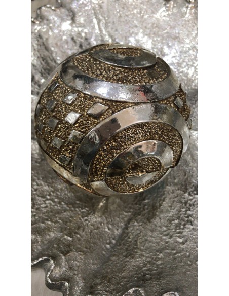 Bola decorativa relieve dorado/plata 10cm