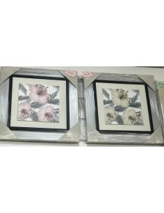 Cuadro flores beige 60*60cm 2