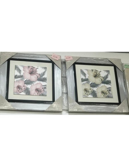 Cuadro flores beige 60*60cm