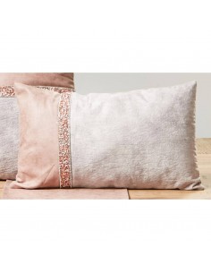 Cojin combinado c/pedreria rosa palido 30*50 cm