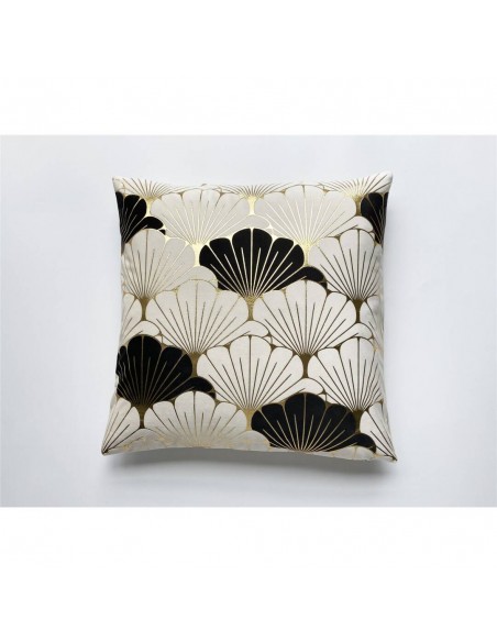 Cojin dec. hojas blanco/oro 45*45 cm