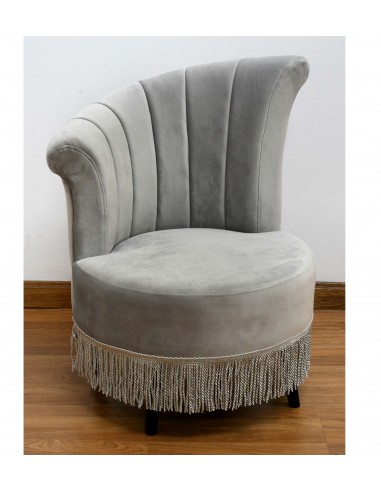 Butaca respaldo 76*62*85 flecos terciopelo gris
