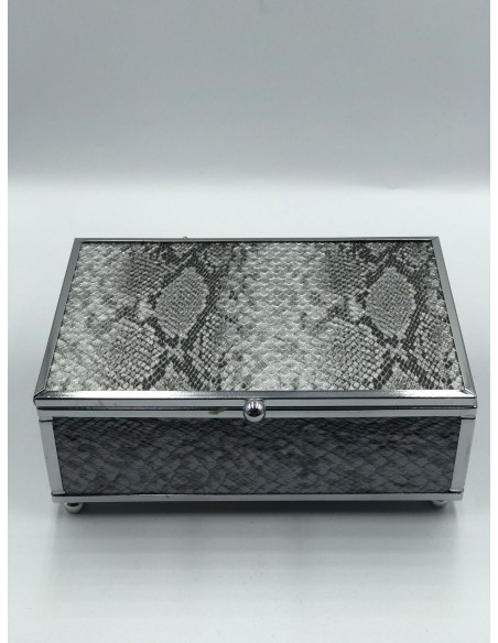 Joyero Metal Plata/cristal Imitación Serpiente 15x10x6cm