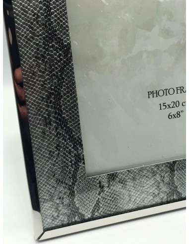 Portafotos 15x20cm Metal Plata Cristal Imitación Serpiente Ext:23x28cm