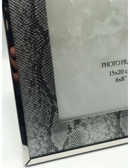 Portafotos 15x20cm Metal Plata Cristal Imitación Serpiente Ext:23x28cm