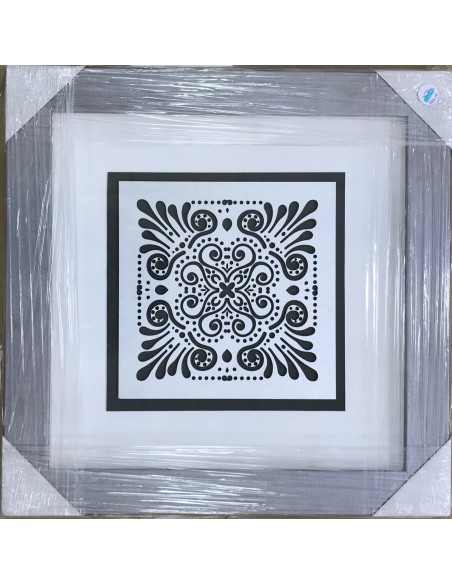 Cuadro mandala negro/plata set 2