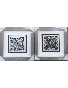 Cuadro mandala negro/plata set 2