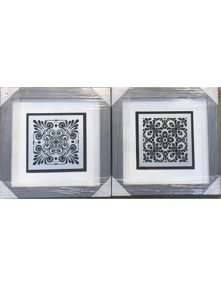 Cuadro mandala negro/plata set 2