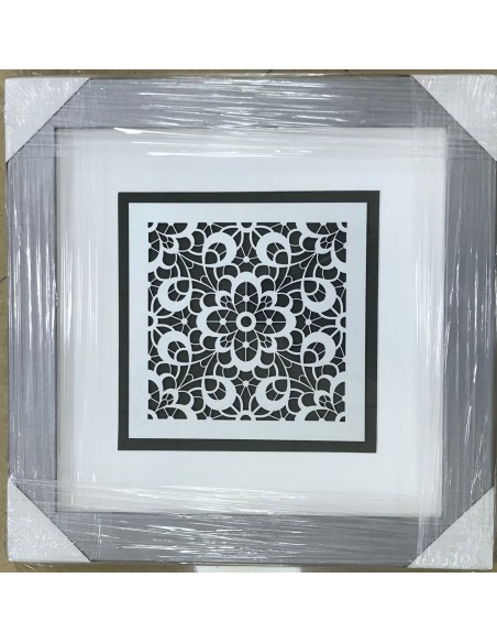 Cuadro mandala negro/plata set 2