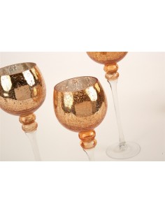 Copa vidrio craquele oro 40cm set 3