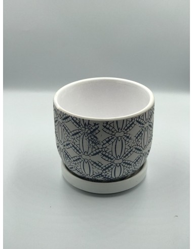 Macetero ceramica dibujos blanco 12*13cm