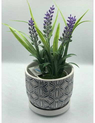Macetero ceramica dibujos blanco 12*13cm