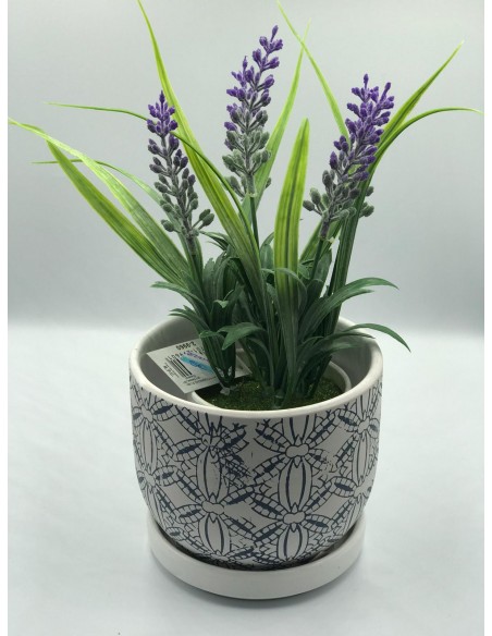Macetero ceramica dibujos blanco 12*13cm