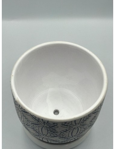 Macetero ceramica dibujos blanco 12*13cm