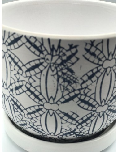 Macetero ceramica dibujos blanco 12*13cm