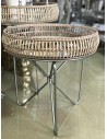 Mesa auxiliar cristal/mimbre 55*59cm