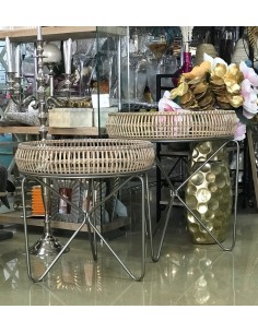Mesa auxiliar cristal/mimbre 60*70cm 2