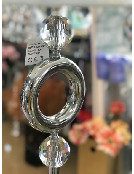 Lampara de pie circulo cristal metal 38*163cm
