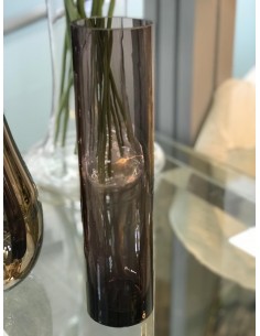 Jarron cristal lefkada taupe 6*25cm 2