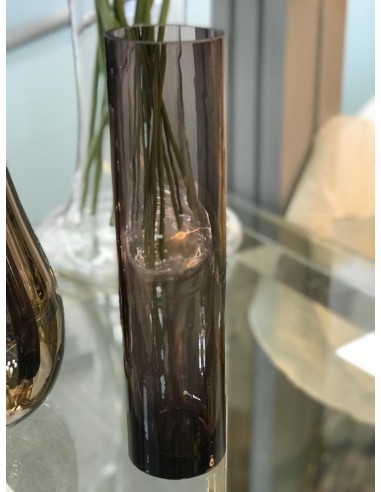 Jarron cristal lefkada taupe 6*25cm