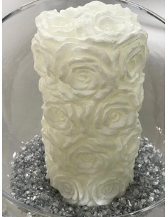 Vela grabada rosa blanca 14*8