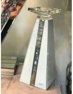 Portavelas blanco-gris cristal 12*12*29cm