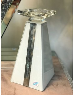 Portavelas blanco-gris cristal 12*12*24cm