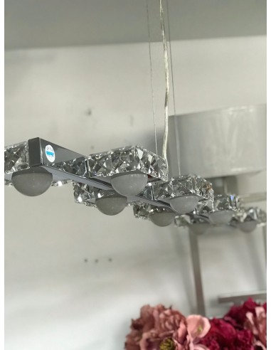 Lampara techo barra cuadraditos cristal