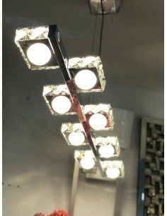 Lampara techo barra cuadraditos cristal