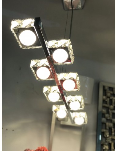 Lampara techo barra cuadraditos cristal