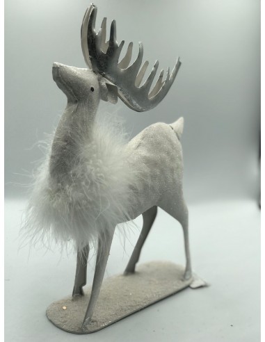 Figura reno blanco/plata 25*25cm