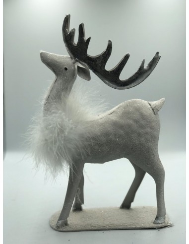 Figura reno blanco/plata 25*25cm