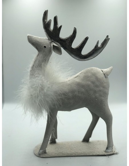 Figura reno blanco/plata 25*25cm