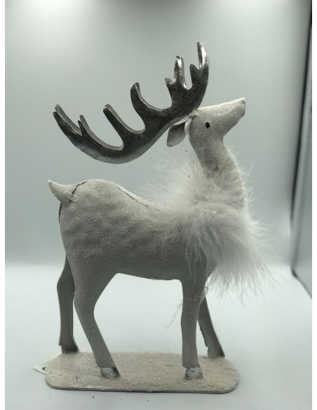 Figura reno blanco/plata 25*25cm