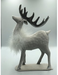 Figura reno blanco/plata 30*30cm 2