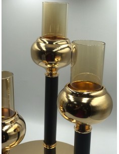 Portavelas metal y vidrio dorado 2