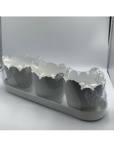 Soporte macetas triple blanco
