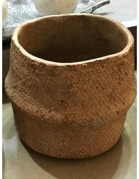 Macetero cesto de palma cemento