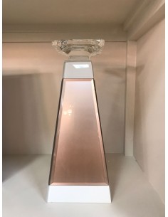Portavelas cristal rosado/blanco 12*28,5cm 2