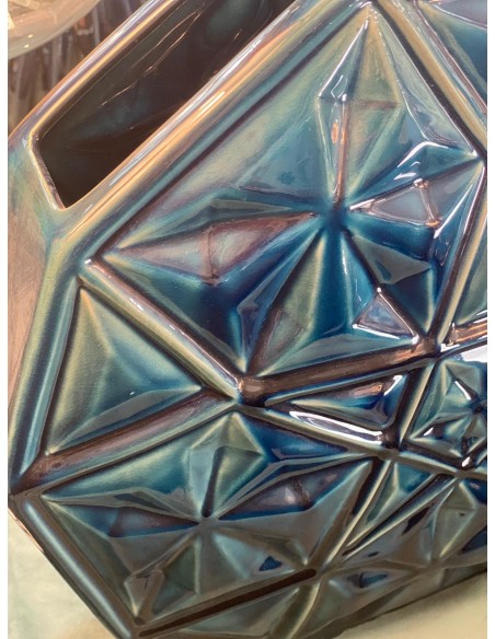 Jarrón decorativo relieve azul 37*37cm
