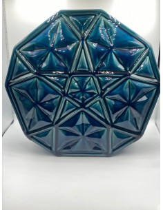 Jarrón decorativo relieve azul 37*37cm