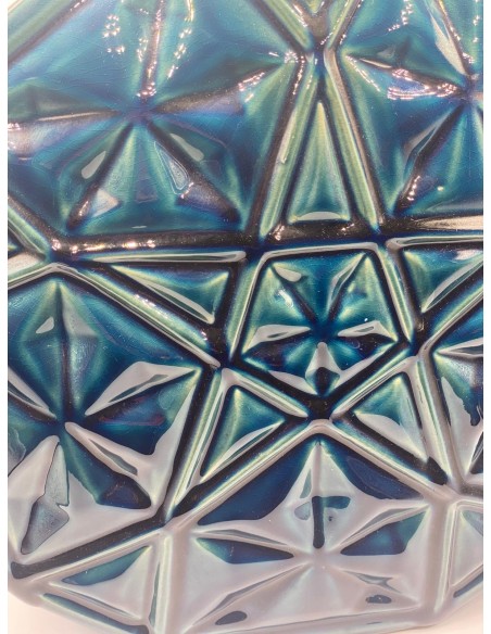 Jarrón decorativo relieve azul 37*37cm