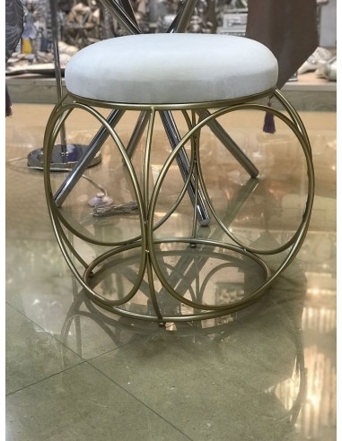 Puff 42*50*42 metal terciopelo beige circulo