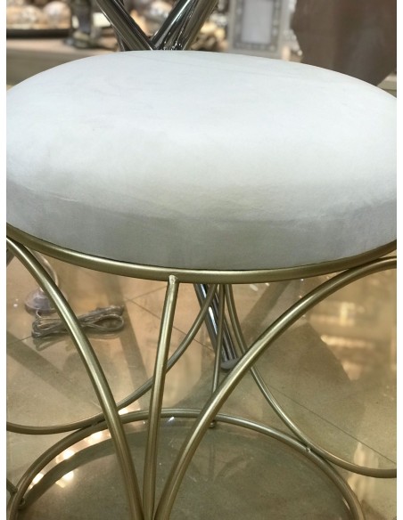 Puff 42*50*42 metal terciopelo beige circulo