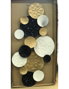 Panel metalico circulos dorado/negro/blanco 134*7*68cm