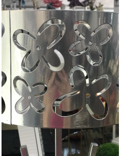 LAMPARA DE PIE FLORES CALADO PLATA 36*150cm 2