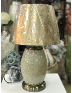 Lampara sobremesa mosaico espejo beige oro