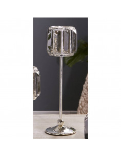 PORTAVELAS METAL/VIDRIO AHUM.PLATA 36 CMS